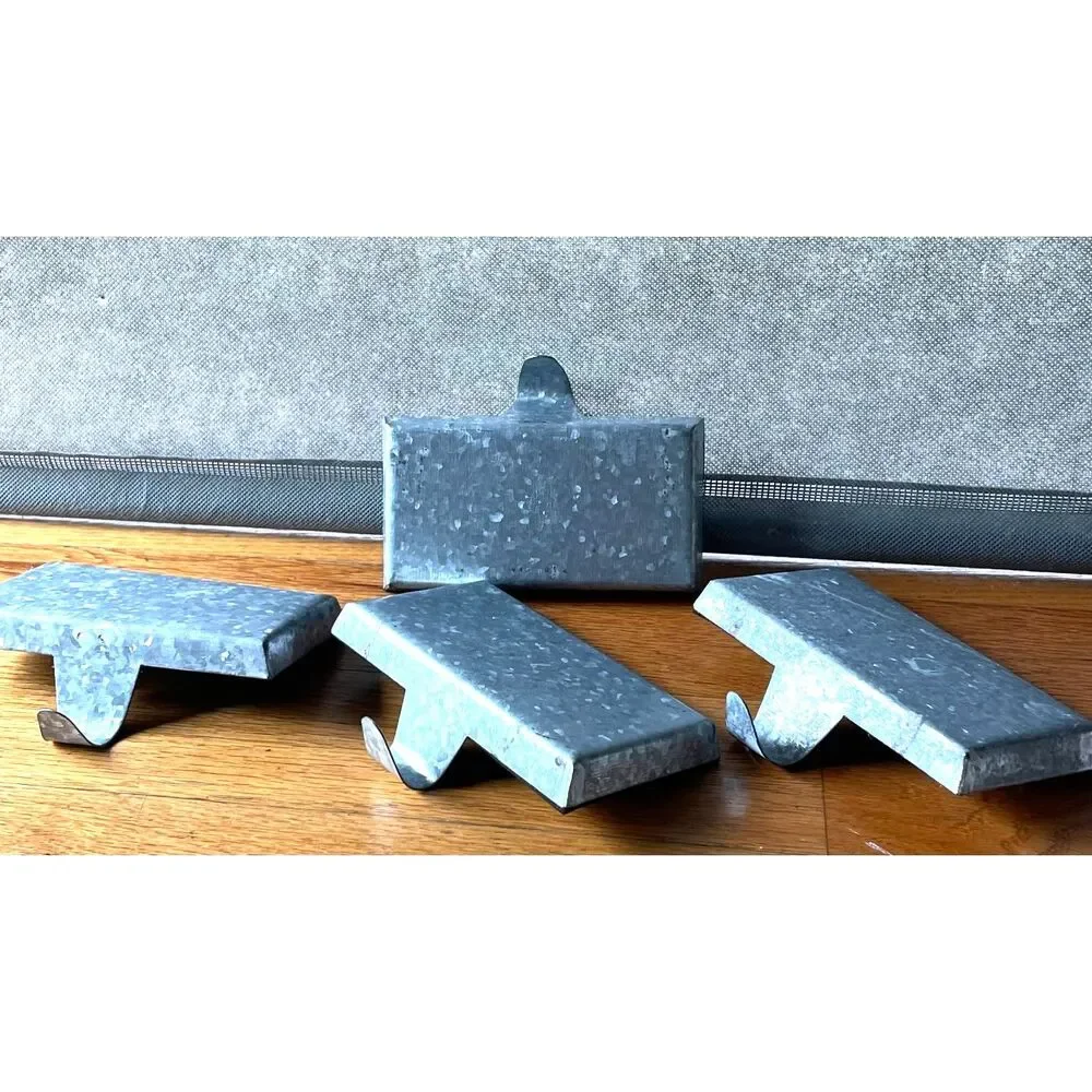 4pc Christmas Stocking Holders Mantel Hooks Galvanized Metal Farmhouse Decor